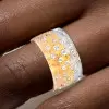 Flush Set Scattered Satin Finish Three Tone Star Wedding Band