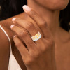 Flush Set Scattered Satin Finish Three Tone Star Wedding Band