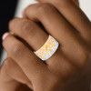 Flush Set Scattered Satin Finish Three Tone Star Wedding Band