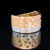 Flush Set Scattered Satin Finish Three Tone Star Wedding Band