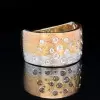 Flush Set Scattered Satin Finish Three Tone Star Wedding Band