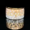 Flush Set Scattered Satin Finish Three Tone Star Wedding Band
