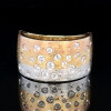 Flush Set Scattered Satin Finish Three Tone Star Wedding Band