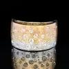 Flush Set Scattered Satin Finish Three Tone Star Wedding Band