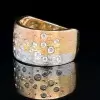 Flush Set Scattered Satin Finish Three Tone Star Wedding Band