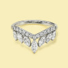5.5ct Radiant Cut Three-pieces Crown Wedding Ring Set