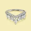 5.5ct Radiant Cut Three-pieces Crown Wedding Ring Set