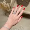 5.5ct Radiant Cut Three-pieces Crown Wedding Ring Set