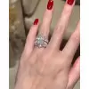 5.5ct Radiant Cut Three-pieces Crown Wedding Ring Set