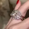 5.5ct Radiant Cut Three-pieces Crown Wedding Ring Set
