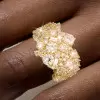 5ctw Round and Baguette Cut Clustered Cocktail Ring