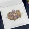 5ctw Round and Baguette Cut Clustered Cocktail Ring