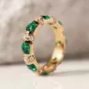 3ctw Round Cut Emerald/Pink Sapphire Eternity Ring