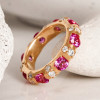 3ctw Round Cut Emerald/Pink Sapphire Eternity Ring