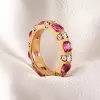3ctw Round Cut Emerald/Pink Sapphire Eternity Ring