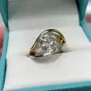 3.8ct Round Cut Split Shank Two Tone Engagement Ring