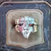 1.5ct Marquise Cut Vintage Two Tone Wedding Ring Set