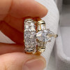 1.5ct Marquise Cut Vintage Two Tone Wedding Ring Set