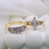 1.5ct Marquise Cut Vintage Two Tone Wedding Ring Set