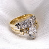 1.5ct Marquise Cut Vintage Two Tone Wedding Ring Set