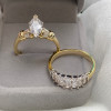 1.5ct Marquise Cut Vintage Two Tone Wedding Ring Set