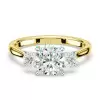 3ct Cushion Cut Three Stone Two Tone Wedding Ring Set