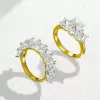3ct Cushion Cut Three Stone Two Tone Wedding Ring Set