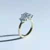 3ct Cushion Cut Three Stone Two Tone Wedding Ring Set