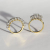 3ct Cushion Cut Three Stone Two Tone Wedding Ring Set