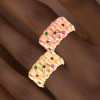 2ctw Round Cut Multicolor Sapphire Wide Cocktail Ring