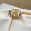 6ct Radiant Cut Yellow Sapphire Flower Cocktail Ring