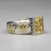 6ct Radiant Cut Yellow Sapphire Flower Cocktail Ring