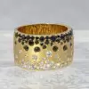 Flush Set White and Black Sapphire Starry Band Ring