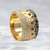 Flush Set White and Black Sapphire Starry Band Ring