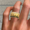 Flush Set White and Black Sapphire Starry Band Ring