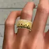 Flush Set White and Black Sapphire Starry Band Ring