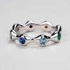 Bezel Set Round Cut Multicolor Sapphire Rainbow Wavy Band