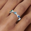 Bezel Round Cut Multicolor Sapphire Rainbow Wavy Band