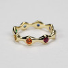 Bezel Set Round Cut Multicolor Sapphire Rainbow Wavy Band