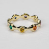 Bezel Set Round Cut Multicolor Sapphire Rainbow Wavy Band