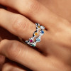 Bezel Set Round Cut Multicolor Sapphire Rainbow Wavy Band