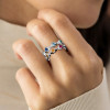 Bezel Set Round Cut Multicolor Sapphire Rainbow Wavy Band