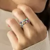 Bezel Set Round Cut Multicolor Sapphire Rainbow Wavy Band