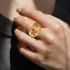 Round Cut Multicolor Sapphire Cluster Texture Floral Ring