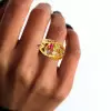 Round Cut Multicolor Sapphire Cluster Texture Floral Ring
