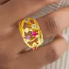 Round Cut Multicolor Sapphire Cluster Texture Floral Ring