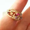 Round Cut Multicolor Sapphire Cluster Texture Floral Ring