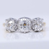 7ctw Cushion Cut Two Tone Vintage Three Stone Engagement Ring