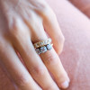 7ctw Cushion Cut Two Tone Vintage Three Stone Engagement Ring
