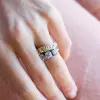 7ctw Cushion Cut Two Tone Vintage Three Stone Engagement Ring